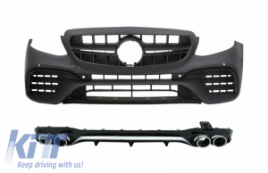 KITT brings you the new Front Bumper with Rear Diffuser and Exhaust Tips Chrome suitable for Mercedes E-Class W213 (2016-up) E53 Design