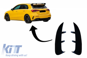 KITT brings you the new Rear Bumper Flaps Flics Side Fins suitable for MERCEDES A Class W177 (04.2018-up) Hatchback A35 Design Black Edition