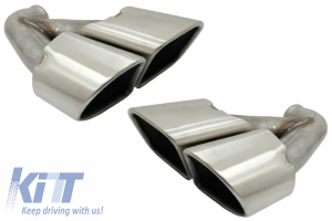 KITT brings you the new Exhaust Muffler Tips Double Tube Tailpipes suitable for Porsche Cayenne 92A Facelift only (10/2014-2017) Turbo Design Chrome