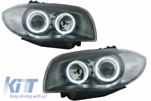 KITT brings you the new Headlights Angel Eyes suitable for BMW 1 Series E87 E81 E82 E88 (2004-2011) 2 Halo Rims Black