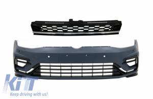 KITT brings you the new Front Bumper with Central Badgeless Grille Chrome suitable for VW Golf 7.5 VII Facelift (2017-up) GTI R Design
