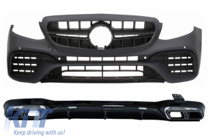 KITT brings you the new Front Bumper with Rear Diffuser and Exhaust Muffler Tips suitable for Mercedes E-Class W213 (2016-up) E63s Design All Black