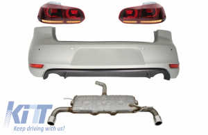 KITT brings you the new Rear Bumper suitable for VW Golf 6 VI (2008-2012) with Complete Exhaust System and Taillights FULL LED Dynamic Sequential Turning Light GTI Design