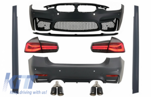 KITT brings you the new Body Kit with Dual Twin Exhaust Muffler Tips suitable for BMW F30 (2011-2019) and LED Taillights Dynamic Sequential Turning Light EVO II M3 CS Style Without Fog Lamps