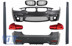 KITT brings you the new Complete Body Kit suitable for BMW F30 (2011-2019) with LED Taillights Dynamic Sequential Turning Light EVO II M3 CS Design and Kidney Grilles Double Stripe M Design Piano Black