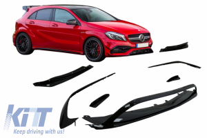 KITT brings you the new Front Bumper Splitters Fins Aero suitable for Mercedes A-Class W176 Facelift AMG (2015-2018) Piano Black