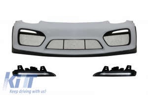 KITT brings you the new Front Bumper with DRL LED suitable for Porsche Cayman 981C & Boxster 981 (2012-2016) GT4 Design