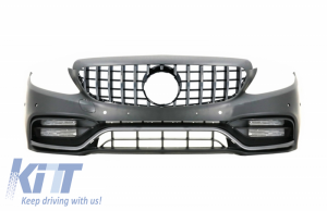 KITT brings you the new Front Bumper with Grille Chrome without 360 Camera suitable for Mercedes C-Class W205 S205 (2014-2018) GT-R Design