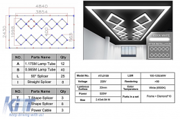10 Square Ceiling LED Light System 4.84 x 2.43 m 6500K