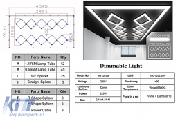 image-17-10 Square Ceiling LED Light System 4.84 x 2.43 m 6500K Dimmable Light
