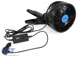 12-volt fan for car 15cm for cigarette lighter with clamp base