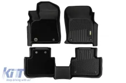 2 in 1 Gummi- und Teppichmatten geeignet für Porsche Cayenne nach 2017, Volkswagen Touareg nach 2018, 3-teiliges Set, schwarze Farbe aus der Frogum 5D Race Rock Serie-image-6232657