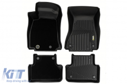 2 in 1 rubber and carpet mats suitable for Audi A4 B9 2015-2023, A5 Sportback F5 2016-2024 from Frogum 5D Race Rock series, 4-piece set, black color-image-6232574