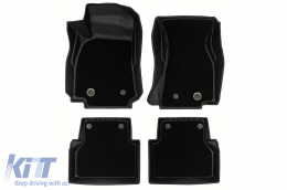 2 in 1 rubber and carpet mats suitable for Audi A6 C8 after 2018 from Frogum 5D Race Rock series, 4-piece set, black color-image-6232620