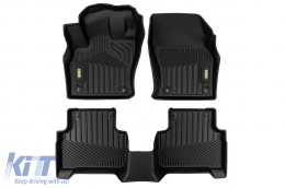 2 in 1 rubber and carpet mats suitable for Audi Q3 after 2018, Q3 Sportback after 2019, 4-piece set, black color from Frogum 5D Race Rock series - ABFMA6019689