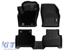 2 in 1 rubber and carpet mats suitable for Audi Q3 after 2018, Q3 Sportback after 2019, 4-piece set, black color from Frogum 5D Race Rock series-image-6232686
