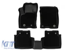 2 in 1 rubber and carpet mats suitable for Ford Kuga after 2019 from Frogum 5D Race Rock series, 3-piece set, black color-image-6232681