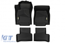 2 in 1 rubber and carpet mats suitable for Frogum 5D Race Rock series for Mercedes B class W247 after 2018, CLA C118, X218 Shooting Brake, GLA H247 after 2019, 3-piece set, black color