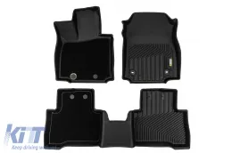 2 in 1 rubber and carpet mats suitable for Lexus NX, PHeV after 2021, 3-piece set, black color from Frogum 5D Race Rock series-image-6232802
