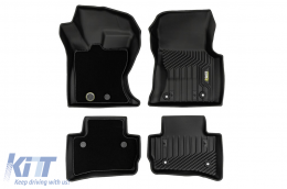 2 in 1 rubber and carpet mats suitable for Range Rover Velar after 2017 from Frogum 5D Race Rock series, 4-piece set, black color-image-6232645