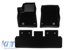 2 in 1 rubber and carpet mats suitable for Tesla Model 3 2017-2023, version without heat pump, from Frogum 5D Race Rock series, 3-piece set, black color-image-6232633