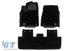 2 in 1 rubber and carpet mats suitable for Tesla Model Y 2020-2025 from Frogum 5D Race Rock series, 3-piece set, black color-image-6232717