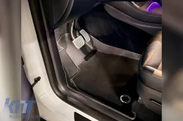 2 in 1 rubber and carpet mats suitable for Tesla Model Y 2020-2025 from Frogum 5D Race Rock series, 3-piece set, black color-image-6232722