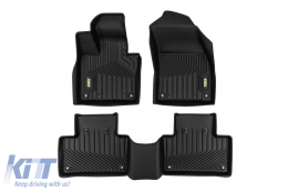 image-1-2 in 1 rubber and carpet mats suitable for Volvo XC90 after 2014 from Frogum 5D Race Rock series, 4-piece set, black color