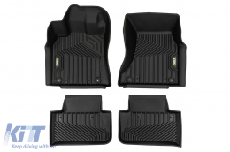 2 in 1 rubber and carpet mats suitable for Porsche Macan 2013-2024 from Frogum 5D Race Rock series, 4-piece set, black color-image-6232593