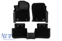 2 in 1 rubber and carpet mats suitable for Porsche Cayenne after 2017, Volkswagen Touareg after 2018, 3-piece set, black color from Frogum 5D Race Rock series-image-6232658