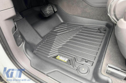 2 in 1 rubber and carpet mats suitable for Porsche Cayenne after 2017, Volkswagen Touareg after 2018, 3-piece set, black color from Frogum 5D Race Rock series-image-6232662