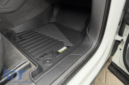 2 in 1 rubber and carpet mats suitable for Porsche Cayenne after 2017, Volkswagen Touareg after 2018, 3-piece set, black color from Frogum 5D Race Rock series-image-6232663