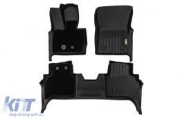 2 in 1 rubber and carpet mats suitable for Mercedes G class W464 2018-2023, W465 after 2024, from Frogum 5D Race Rock series, 3-piece set, black color-image-6232735