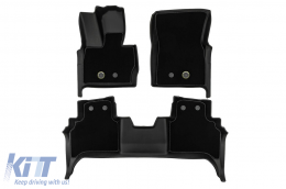 2 in 1 rubber and carpet mats suitable for Mercedes G class W464 2018-2023, W465 after 2024, from Frogum 5D Race Rock series, 3-piece set, black color-image-6232736