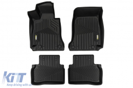 2 in 1 rubber and carpet mats suitable for Mercedes E class W213 sedan, S213 wagon 2016-2023, 4-piece set, black color from Frogum 5D Race Rock series-image-6232764