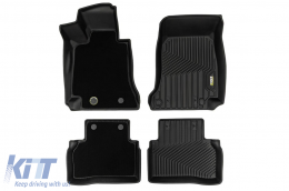 2 in 1 rubber and carpet mats suitable for Mercedes E class W213 sedan, S213 wagon 2016-2023, 4-piece set, black color from Frogum 5D Race Rock series-image-6232765