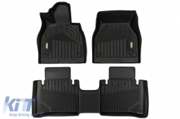 2 in 1 rubber and carpet mats suitable for Mercedes EQS V297 after 2021, 3-piece set, black color from Frogum 5D Race Rock series-image-6232771