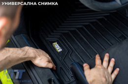 2 in 1 rubber and carpet mats suitable for Mercedes EQS V297 after 2021, 3-piece set, black color from Frogum 5D Race Rock series-image-6232774