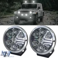 image-1-2-piece SET HELLA VALUEFIT Chrome Blade LED Auxiliary High Beam Headlights 7˝ Round Legal