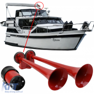 2-tone boat horn with 2 metal horns red + compressor 12 volt - ODAHT6014404