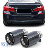 2x 90mm carbon exhaust tailpipe with absorber for 5 Series BMW F10 F11 2010-2016 - ODEMTB6013256