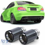 2x 90mm carbon exhaust tailpipe with absorber for 1 Series BMW E81 E82 E87 E88 2004-13