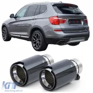 image-55-2x 90mm exhaust tailpipe carbon with absorber for BMW X3 F25 2010-2017