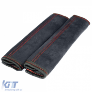 2x Sicherheitsgurtpolster, Gurtkissen, Schwarz mit Roten Nähten-image-6201785