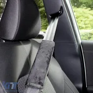 2x Sicherheitsgurtpolster, Gurtkissen, Schwarz mit Grauen Nähten-image-6203967