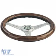 35 Zoll Holzlenkrad mit silbernen Speichen, Vintage-Stil-image-6206749