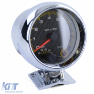 3,5 Zoll Tachometer Performance Chrom mit Schaltlicht und Carbon-Zifferblatt-image-6194253