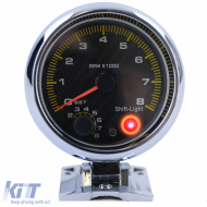 3,5 Zoll Tachometer Performance Chrom mit Schaltlicht und Carbon-Zifferblatt-image-6194254