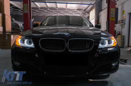 3D Angel Eyes LED DRL Xénon Phares pour BMW 3 E90 E91 LCI 2008-2011 Noir-image-6099732