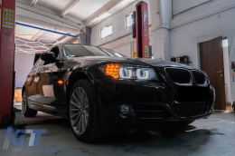 3D Angel Eyes LED DRL Xénon Phares pour BMW 3 E90 E91 LCI 2008-2011 Noir-image-6099733